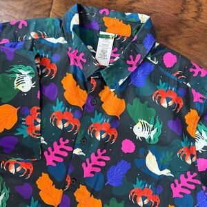 Disney's The Little Mermaid Mens Shirt XXL Camp Short Sleeve Button Up Ocean NWT
